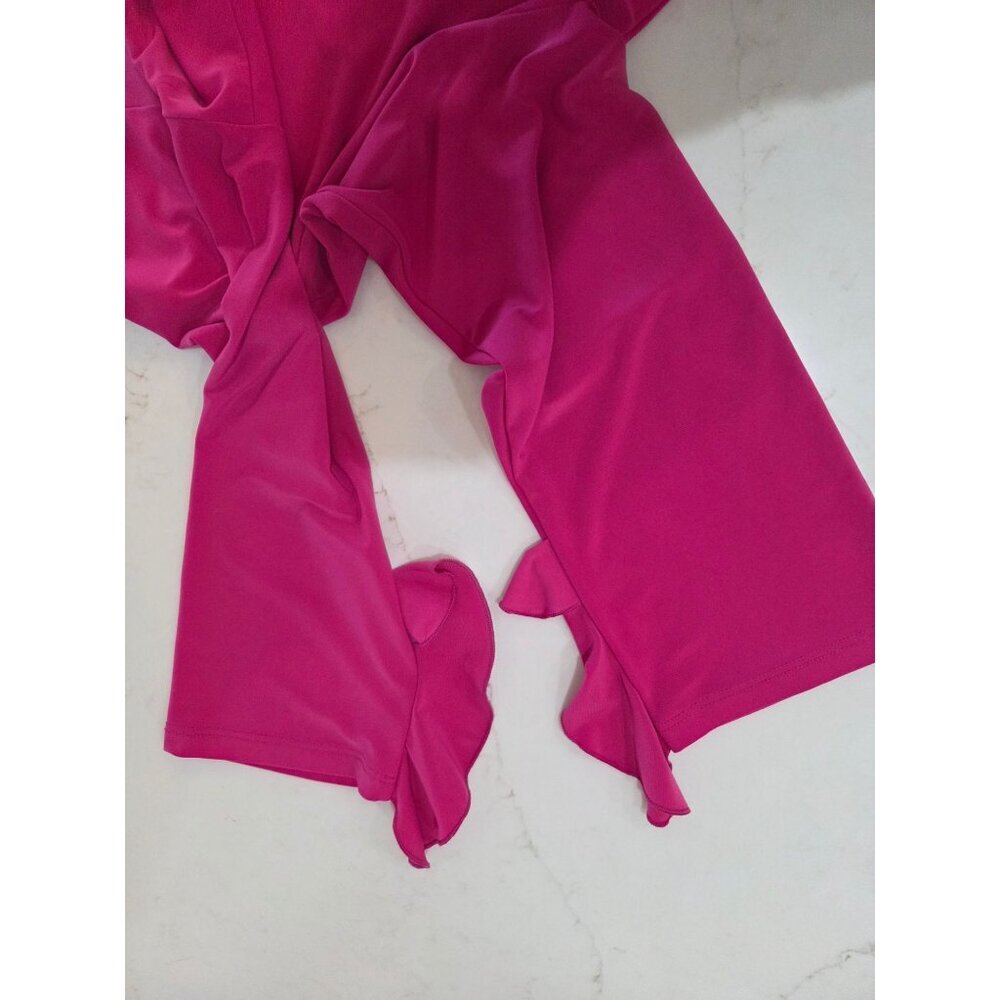 Clara Sunwoo Tunic Top XL Fuchsia Pink Asymmetrical Sleeve Ruffle Detail Office - Picture 4 of 10